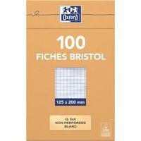 Etui 100 fiches Bristol 210g 12,5x20cm petits carreaux blanc - Oxford