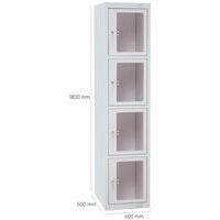 Vestiaire porte transparente 4 cases - 1 colonne lg 40cm Gris/Gris - Image 2