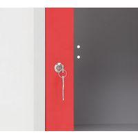 Vestiaire porte transparente 4 cases - 1 colonne lg 40cm Gris/Rouge - Image 3