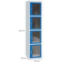 Vestiaire porte transparente 4 cases - 1 colonne lg 40cm Gris/Bleu thumbnail image 2