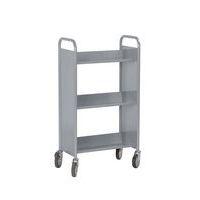 Chariot à livres 3 tablettes inclinées simple face gris 7040 - Image principale