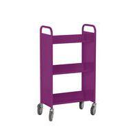 Chariot à livres 3 tablettes inclinées simple face prune 4006 - Image principale