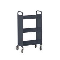 Chariot à livres 3 tablettes inclinées simple face anthracite 7016 - Image principale