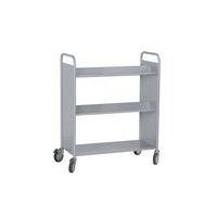 Chariot à livres 4 tablettes inclinées+1 droite double face gris 7040 - Image 3