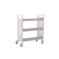 Chariot à livres 6 tablettes inclinées double face gris 7036 - Image 2