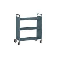 Chariot à livres 6 tablettes inclinées double face bleu gris 7031 - Image 3