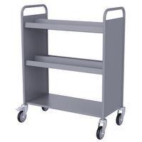 Chariot à livres double face, 4 bacs CD/DVD coloris gris alu RAL 9006 - Image principale