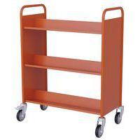 Chariot à livres double face, 6 tablettes inclinées orange RAL 2004 - Image 4