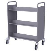 Chariot à livres 6 tablettes inclinées double face gris 7036 thumbnail image 3