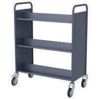 Chariot à livres 6 tablettes inclinées double face bleu gris 7031 thumbnail image 2