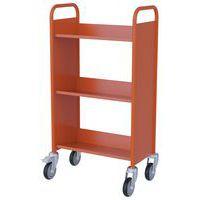 Chariot à livres simple face, 3 tablettes inclinées coloris orange RAL 2004 thumbnail image 2