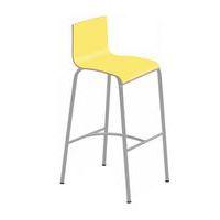 Tabouret 4 pieds hauteur 75 cm stratifié jaune/alu 9006 - Image principale