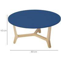 Table basse Zélos Ø 80 cm 1 plateau Bleu pied hêtre naturel thumbnail image 3