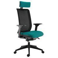 Fauteuil Max acc. 3D + têtière dos. résille noire assise bleu vert - Image principale