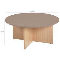Table basse range-poufs Diabolo Ø 100 cm Taupe/Hêtre thumbnail image 3