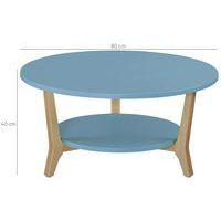 Table basse Zélos Ø 80 cm 2 plateaux hêtre/bleu thumbnail image 3