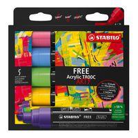 Etui de 5 feutres free acrylique set seaside - Stabilo