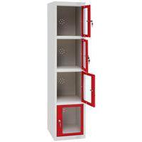 Vestiaire porte transparente 4 cases - 1 colonne lg 40cm Gris/Rouge thumbnail image 4