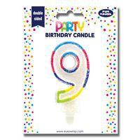 Bougie chiffre pailletée, 9 - Image principale