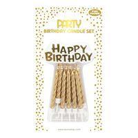 Set de 12 bougies + plaque Happy Birthday, or - Image principale