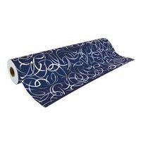 Rouleau papier cadeau 80g, 50x0,70m Arabesque argent fd bleu - Image principale