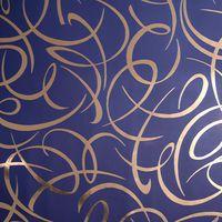 Rouleau papier cadeau 80g, 50x0,70m Arabesque argent fd bleu - Image 2