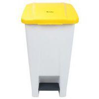 Poubelle mobile à pédale 60 L blanc couvercle jaune - Image 4