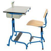 Table scolaire HERGON + avec roulettes avec casier T2àT4 bleu thumbnail image 4