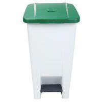 Poubelle mobile à pédale 60 L blanc couvercle vert thumbnail image 3