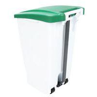 Poubelle mobile à pédale 60 L blanc couvercle vert thumbnail image 2
