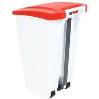 Poubelle mobile à pédale 60 L blanc couvercle rouge - Image 5