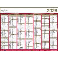 Calendrier mural banque - Or - 14 mois - 2026 - Quo Vadis