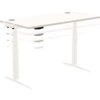 Bureau réglable Levado -Piètement blanc Plateau 180cm Gris thumbnail image 4