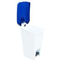 Poubelle mobile à pédale 60 L blanc couvercle bleu thumbnail image 3