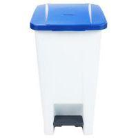 Poubelle mobile à pédale 60 L blanc couvercle bleu thumbnail image 4