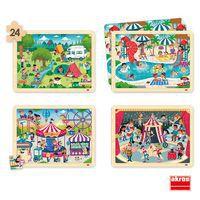 Lot de 4 puzzles 'Les loisirs' de 24 pièces en bois. thumbnail image 2