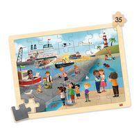 Lot de 4 puzzles 'Les transports' de 35 pièces en bois. thumbnail image 4