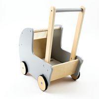 Landau en bois pour poupée - Blanc et gris - Hope Education