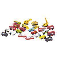 Lot de 24 véhicules en bois multicolores - BIGJIGS Toys
