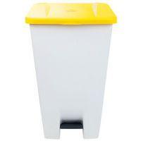 Poubelle mobile à pédale 120 L Blanc / Jaune - Manutan thumbnail image 3