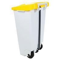 Poubelle mobile à pédale 120 L Blanc / Jaune - Manutan thumbnail image 4
