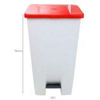 Poubelle mobile à pédale 120 L Blanc / Rouge - Manutan - Image 2
