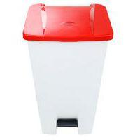 Poubelle mobile à pédale 120 L Blanc / Rouge - Manutan - Image 3