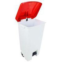 Poubelle mobile à pédale 120 L Blanc / Rouge - Manutan thumbnail image 3