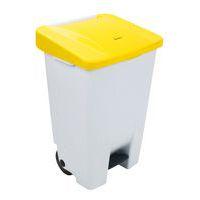 Poubelle mobile à pédale 80 L Blanc / Jaune  -  Manutan - Image principale