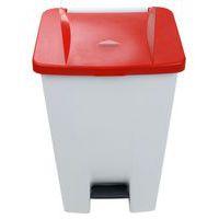 Poubelle mobile à pédale 80 L Blanc / Rouge -  Manutan - Image 4