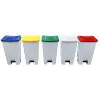 Poubelle mobile à pédale 120 L Blanc / Jaune - Manutan - Image 4