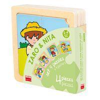 Lot 4 puzzles de 4 pièces en bois sur plateau plastique - Akros