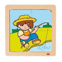 Lot 4 puzzles de 4 pièces en bois sur plateau plastique thumbnail image 3