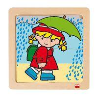 Lot 4 puzzles de 4 pièces en bois sur plateau plastique thumbnail image 5